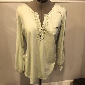 Eddie Bauer Long Sleeves Tunic Shirt with Ruffle and buttons